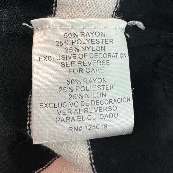 Joseph A Striped Black & White Women's Pullover Mock Neck Sweater Size Medium - Picture 7 of 11